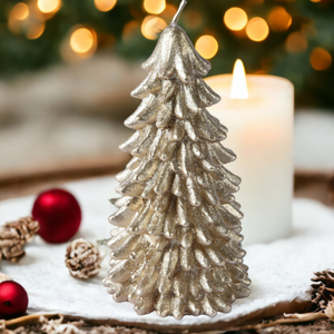 Champagne Metallic Christmas Tree Wax Candle