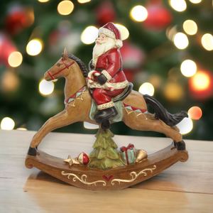 Gisela Graham Santa on Rocking Horse Ornament