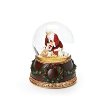 Load image into Gallery viewer, Christmas Snow Globe with Santa and Baby Jesus Scene
