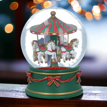 Load image into Gallery viewer, Horse Carousel Musical Christmas Snow Globe
