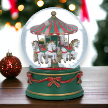 Load image into Gallery viewer, Horse Carousel Musical Christmas Snow Globe
