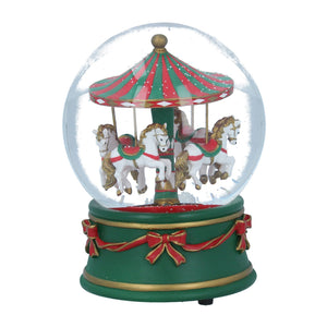 Horse Carousel Musical Christmas Snow Globe