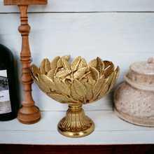 Load image into Gallery viewer, Gold Leaf Bowl on Pedestal
