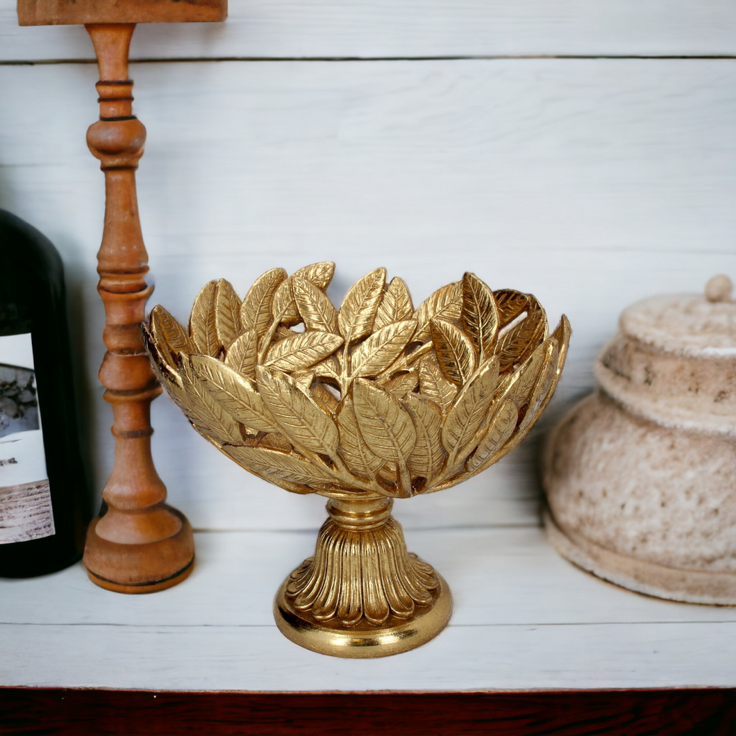 Gold Leaf Bowl on Pedestal