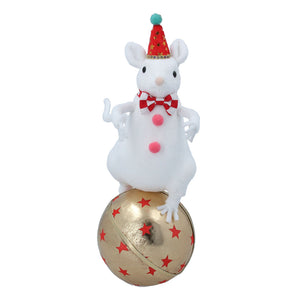Gisela Graham Christmas Circus Mouse on Ball Ornament