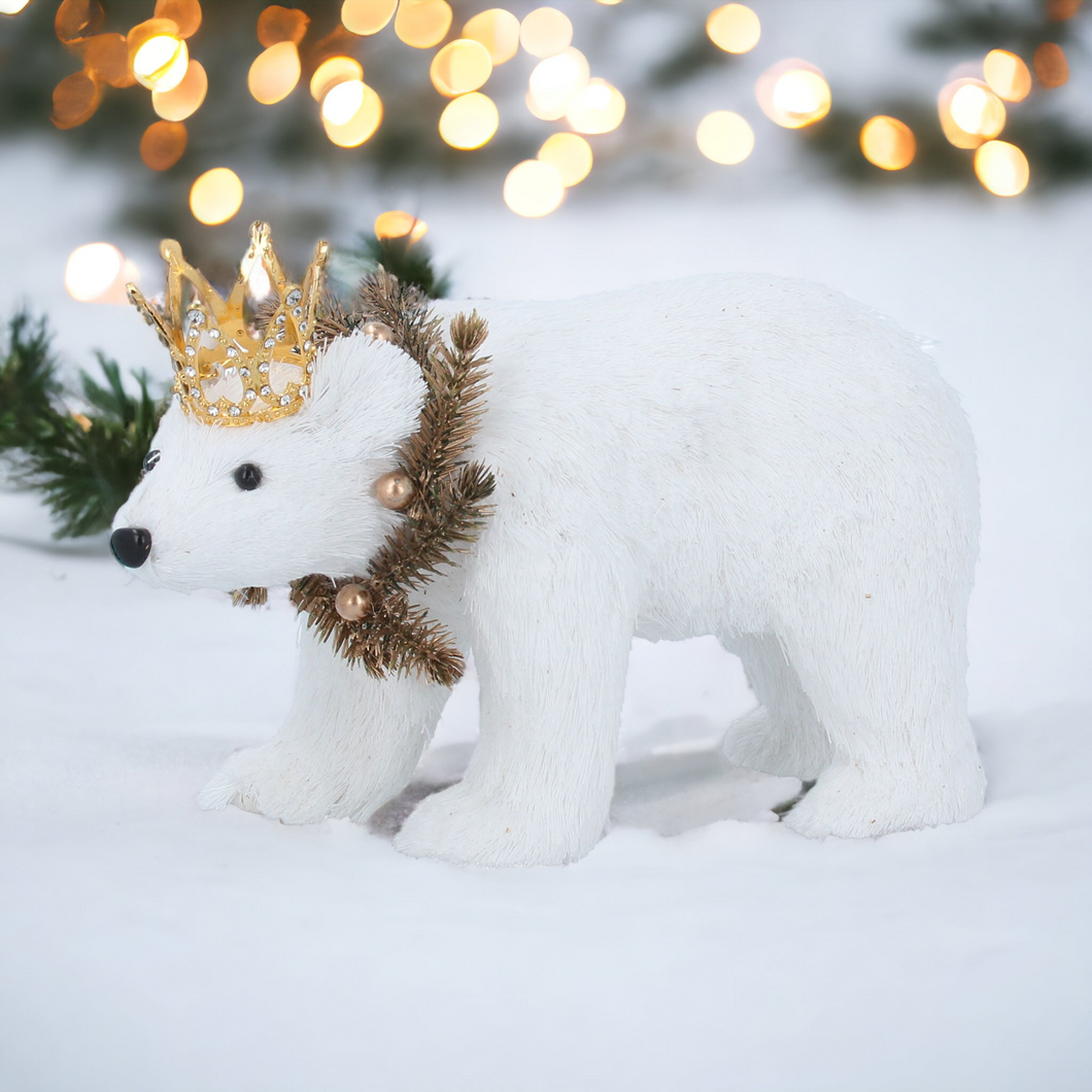 Polar Bear with Crown Christmas Ornament