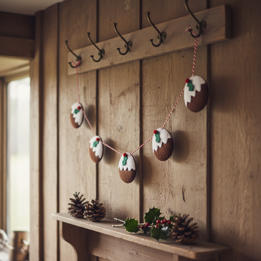 Felt Christmas Pudding Disc Garland