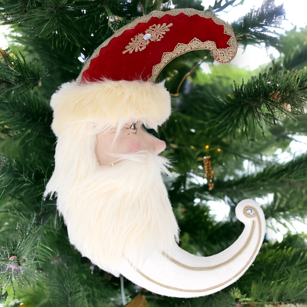 Santa Head Moon Hanging Christmas Decoration 50cm