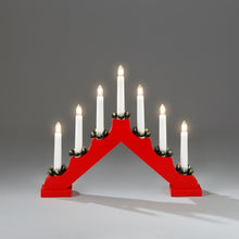 Load image into Gallery viewer, Red Wood 7 Bulb Christmas Candle Bridge
