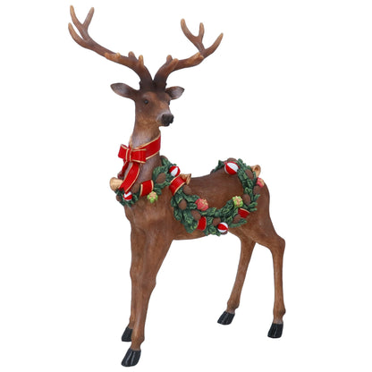 Stag with Wreath Saddle Christmas Ornament