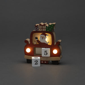 Santa in Car Wooden Advent LED
