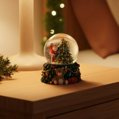 Santa and Christmas Tree Snow Globe