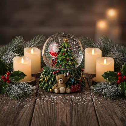 Santa and Christmas Tree Snow Globe