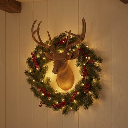 Golden Christmas Woodland Stag Wall Plaque