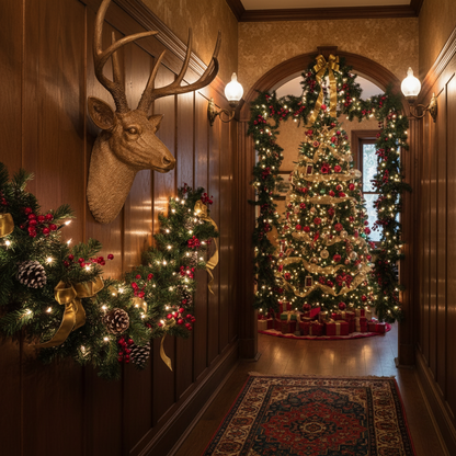 Golden Christmas Woodland Stag Wall Plaque