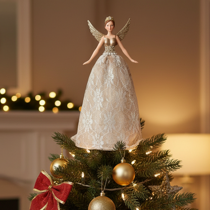 Luxury Gold Lace Christmas Fairy Tree Topper 28cm