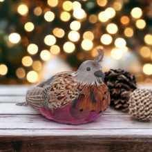 Load image into Gallery viewer, Feather Sitting Partridge Christmas Ornament
