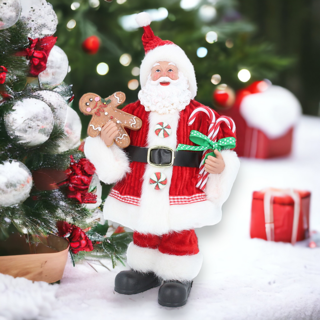 Candy Cane Santa with Gingerbread Ornament