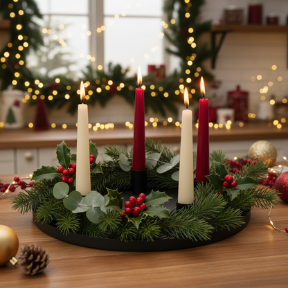 Black Classic Christmas Candle Holder Tray