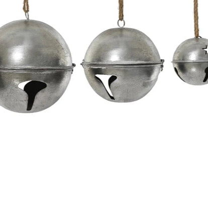 Set of 3 Silver Large Christmas Bell Decorations