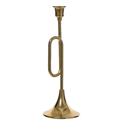Gold Trumpet Design Candlestick Holder 34cm