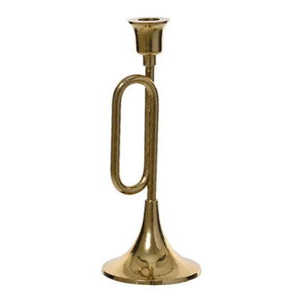 Gold Trumpet Design Christmas Candlestick Holder 27cm
