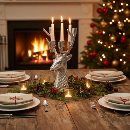 Aluminium Stag Head Candle Holder 35cm