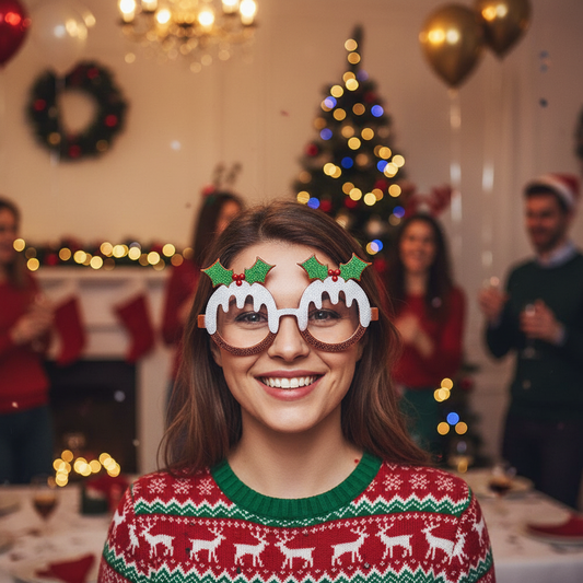 Christmas Pudding Novelty Glasses