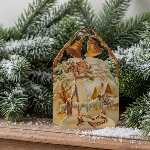 Girl and Bells 3D Christmas Card