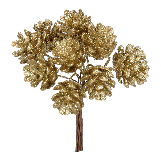 Gold Mini Pinecones Bunch Christmas Pick