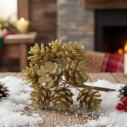 Gold Mini Pinecones Bunch Christmas Pick