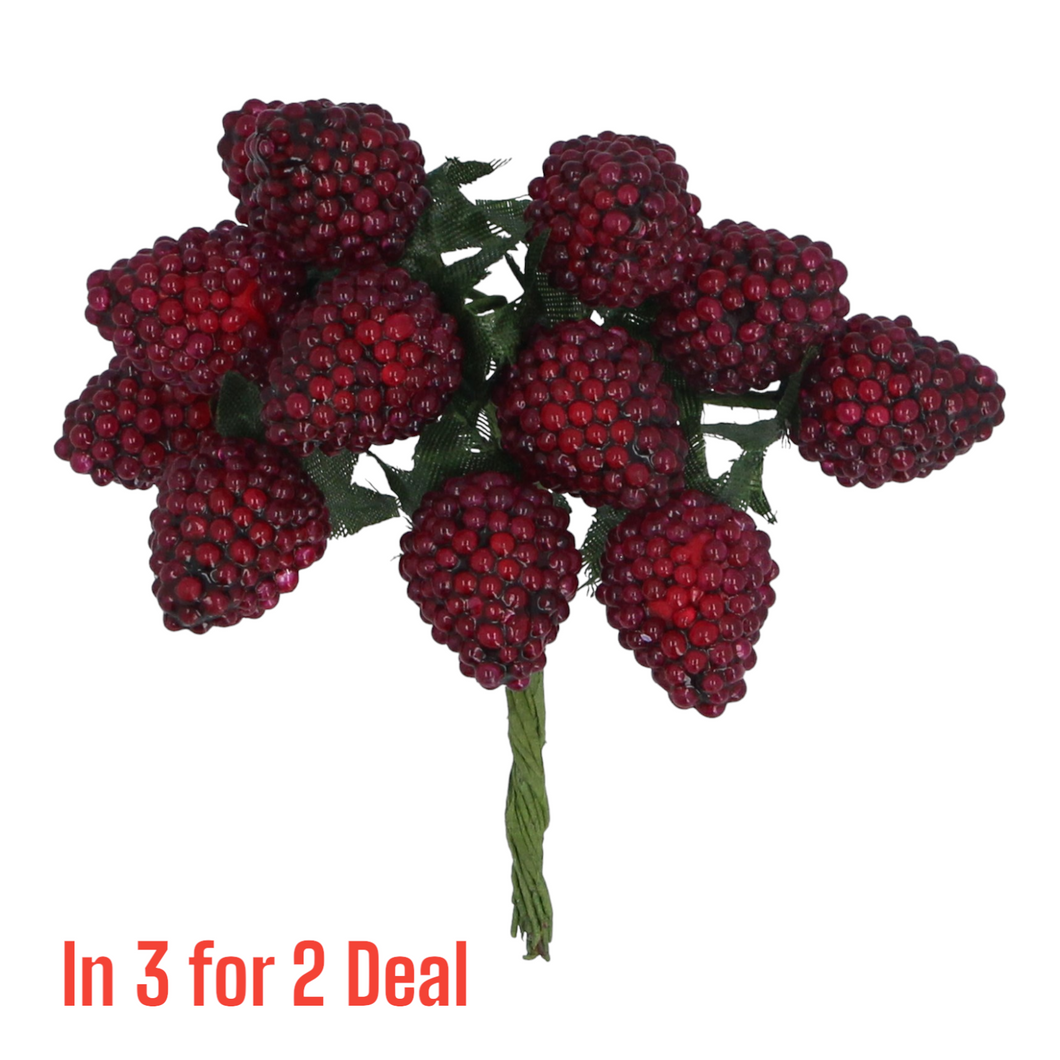 Dark red Raspberry Bunch Christmas Pick