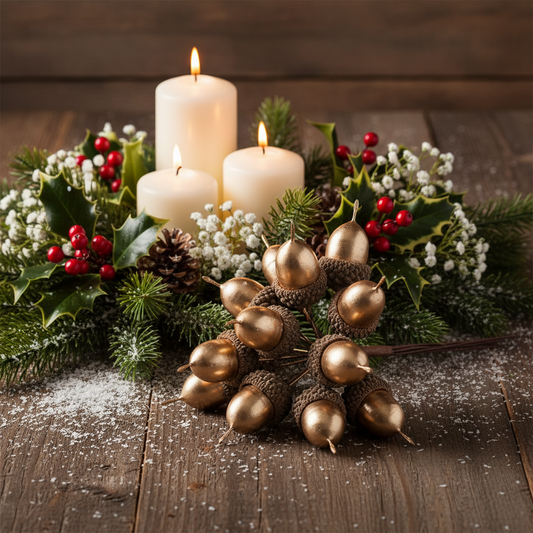 Gold Acorn Christmas Pick