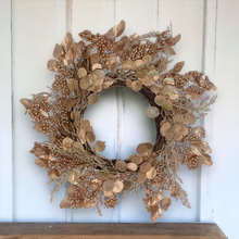 Load image into Gallery viewer, Gold Foliage and Berry Christmas Wreath
