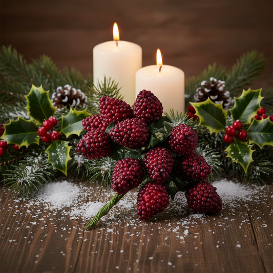 Dark red Raspberry Bunch Christmas Pick Decoration