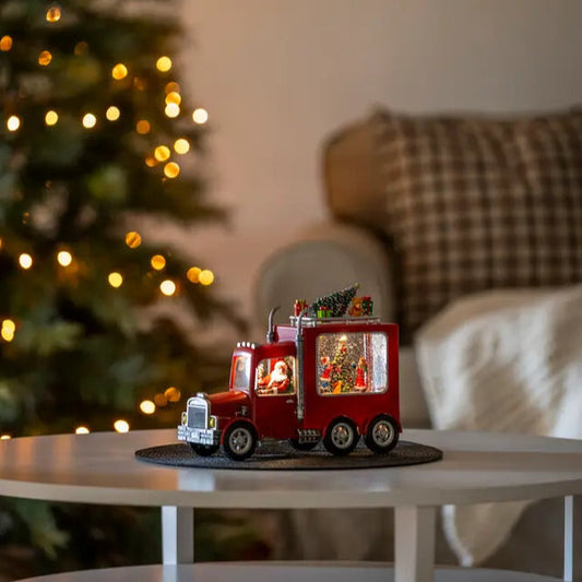 Santa Truck Christmas Scene Water Lantern Decoration