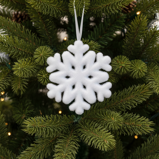 Set of 2 White Christmas Snowflake Hanging Decoration