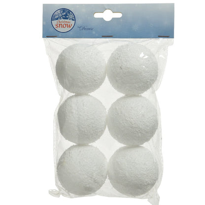 Pack of 6 Foam Snowball Christmas Tree Decorations