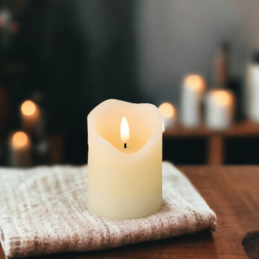 Cream Wax LED Candle 9cm