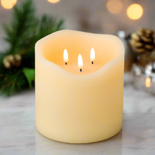 Load image into Gallery viewer, Cream 3 Wick LED Christmas Candle 15cm
