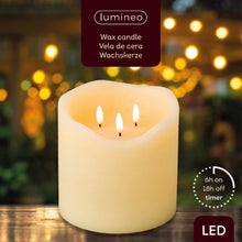 Load image into Gallery viewer, Cream 3 Wick LED Christmas Candle 15cm
