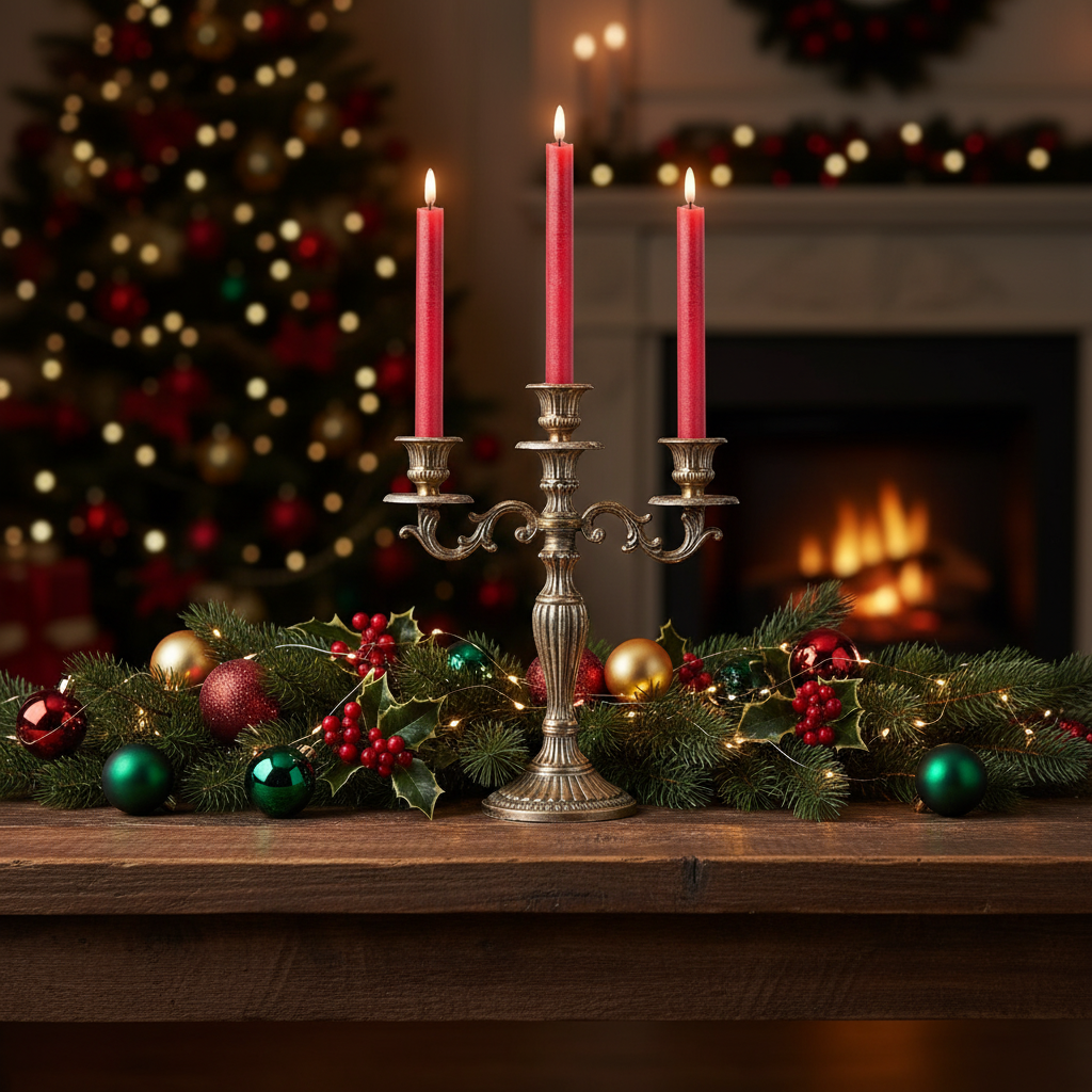 2 LED Wick Red Dinner Candles 24cm