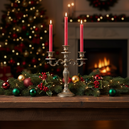 2 LED Wick Red Dinner Candles 24cm