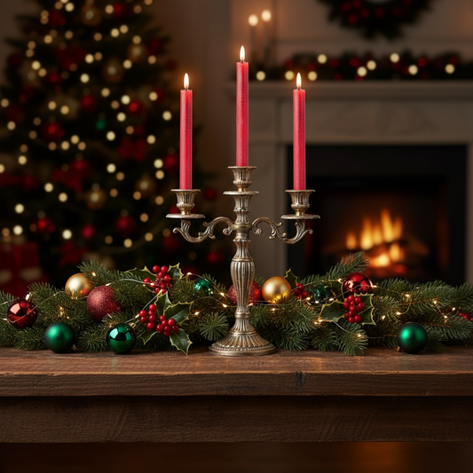 2 LED Wick Red Dinner Candles 24cm