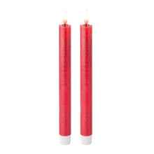 Load image into Gallery viewer, 2 LED Wick Red Dinner Candles 24cm
