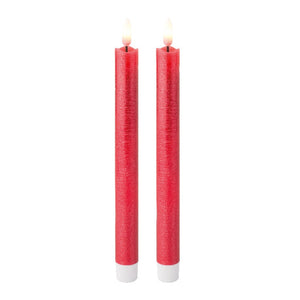 2 LED Wick Red Dinner Candles 24cm
