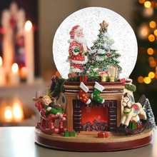 Load image into Gallery viewer, Christmas Snowglobe on Fireplace Scene
