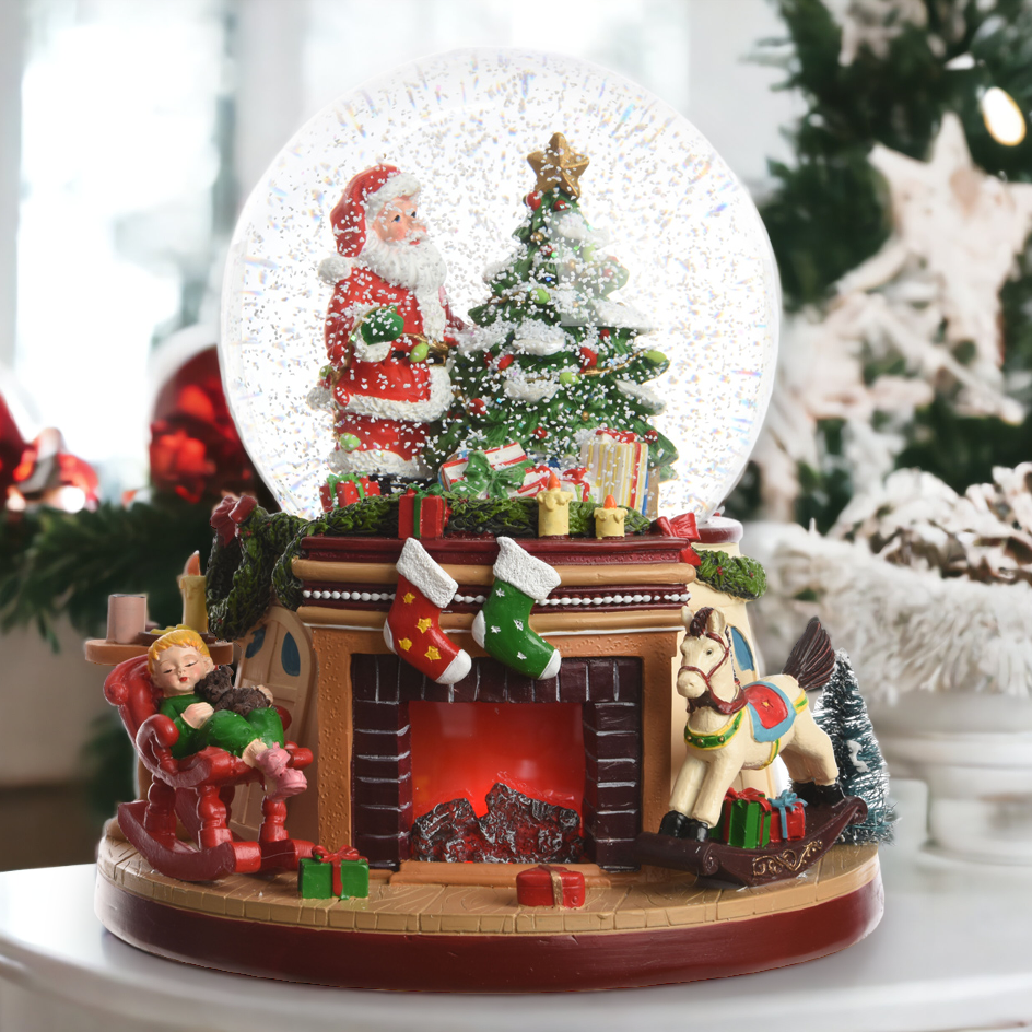 Christmas Snowglobe on Fireplace Scene