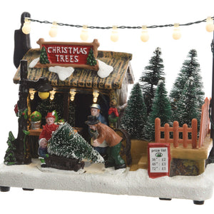 Christmas Tree Seller Lit Scene