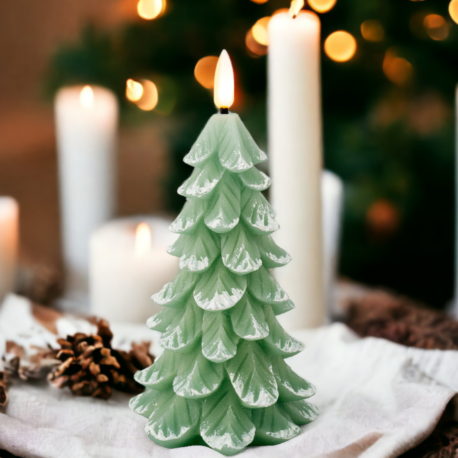 Green Christmas Tree Candle LED 16.5cm